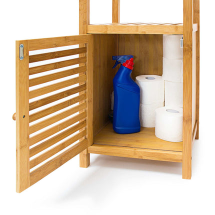 Bamboo bathroom shelf with door