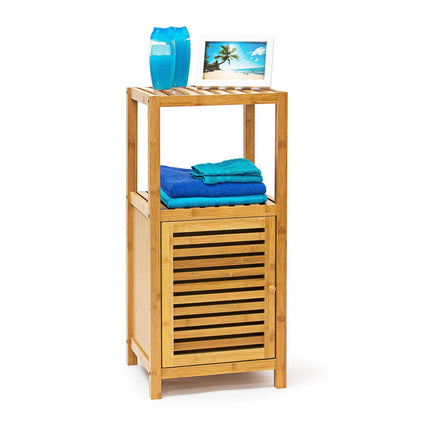 Bamboo bathroom shelf with door