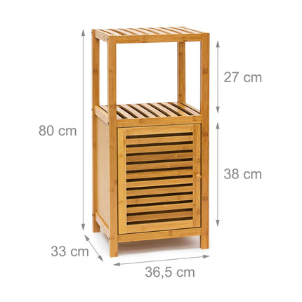 Bamboo bathroom shelf with door