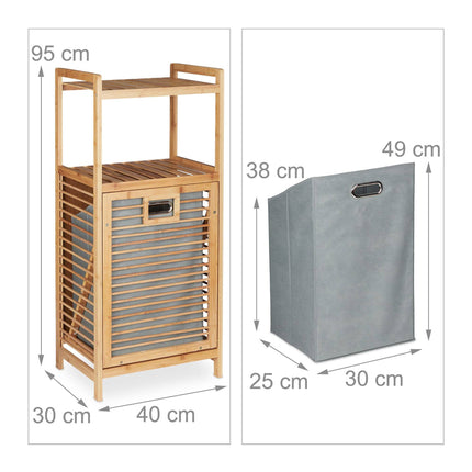 Étagère de salle de bain en bambou avec panier à linge