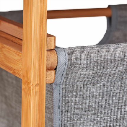 Étagère de salle de bain en bambou avec panier à linge