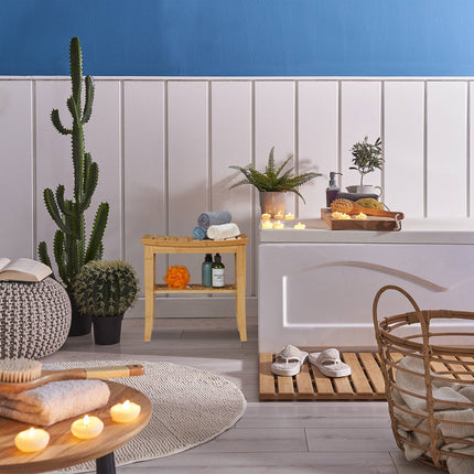Tabouret de salle de bain en bambou