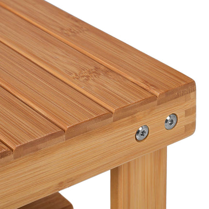 Tabouret de salle de bain en bambou avec étagère supplémentaire