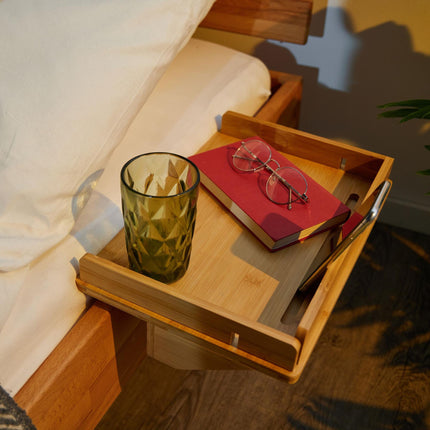 Betttablett aus Bambus mit Tablet-Halter