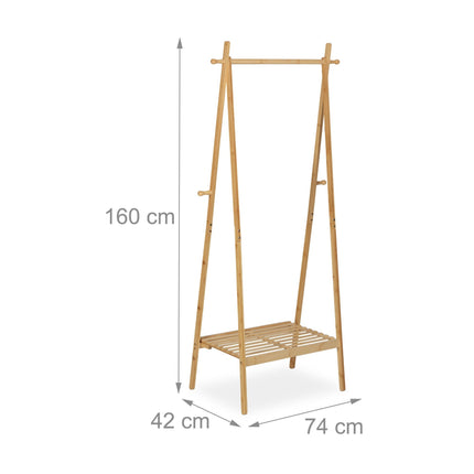 Bamboo clothes hanger with shelf