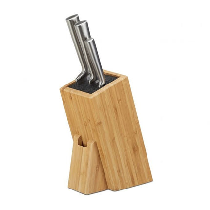 Bamboo knife block with straw