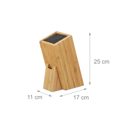 Bamboo knife block with straw
