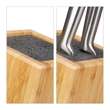 Bamboo knife block with straw