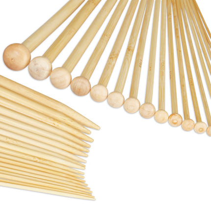 Bambus-Stricknadeln - Set mit 36 Stricknadeln