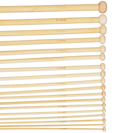 Bambus-Stricknadeln - Set mit 36 Stricknadeln