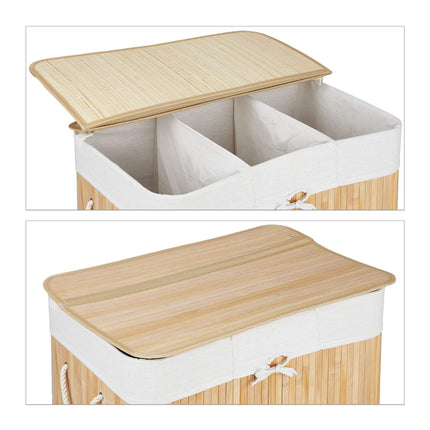 Bamboo laundry basket 3 compartments