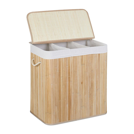 Bamboo laundry basket 3 compartments