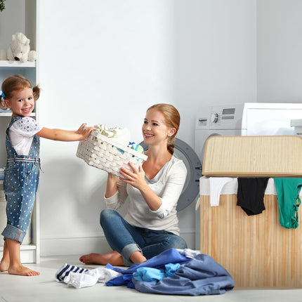 Bamboo laundry basket 3 compartments