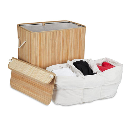 Bamboo laundry basket 3 compartments