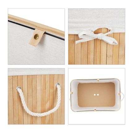Bamboo laundry basket 3 compartments
