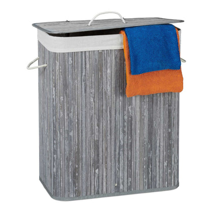 Bamboo laundry basket with 2 compartments