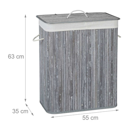 Bamboo laundry basket with 2 compartments