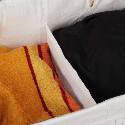 Bamboo laundry basket with 2 compartments