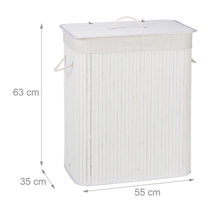 Bamboo laundry basket with 2 compartments