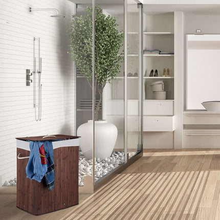 Bamboo laundry basket with 2 compartments