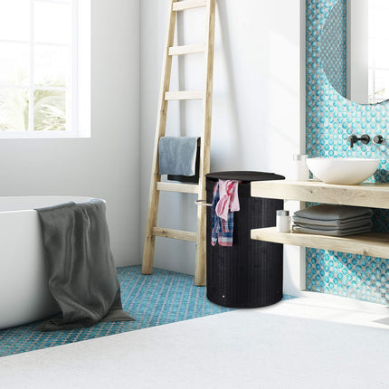 Bamboo laundry basket with lid