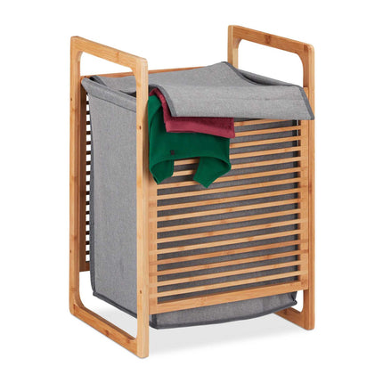 Bamboo laundry basket with lid