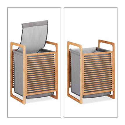 Bamboo laundry basket with lid