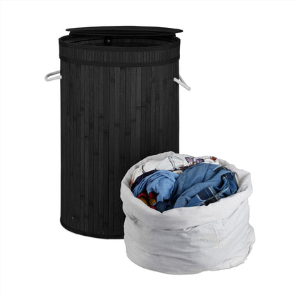 Bamboo laundry basket with lid