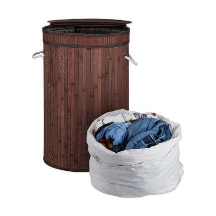 Bamboo laundry basket with lid
