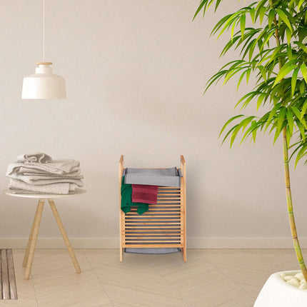 Bamboo laundry basket with lid