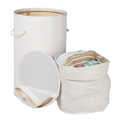 Bamboo laundry basket with lid