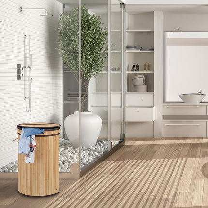 Bamboo laundry basket with lid