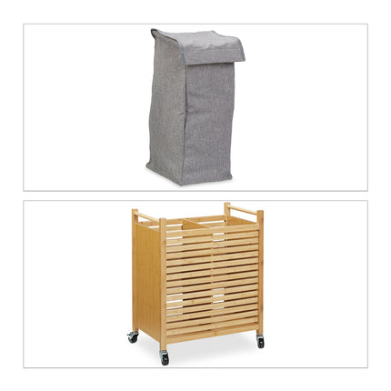 Bamboo laundry basket with wheels
