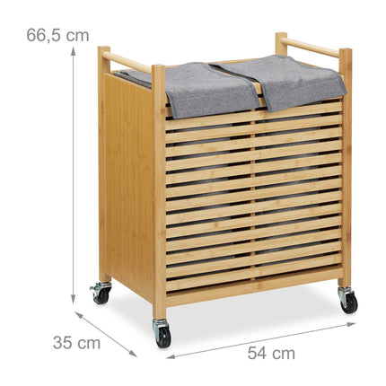Bamboo laundry basket with wheels