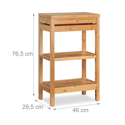 Bamboo shelf with shelves and flap