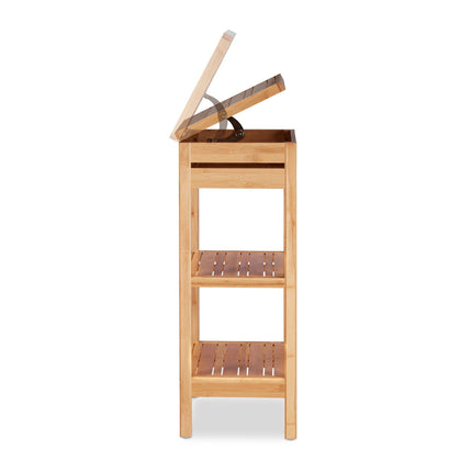 Bamboo shelf with shelves and flap
