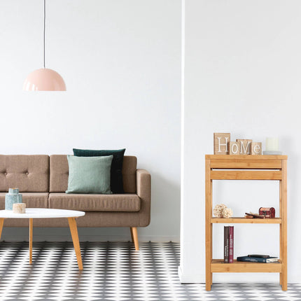 Bamboo shelf with shelves and flap