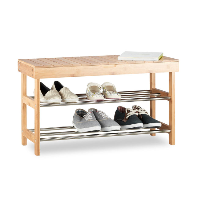 Bambus-Schuhregal mit Sitz