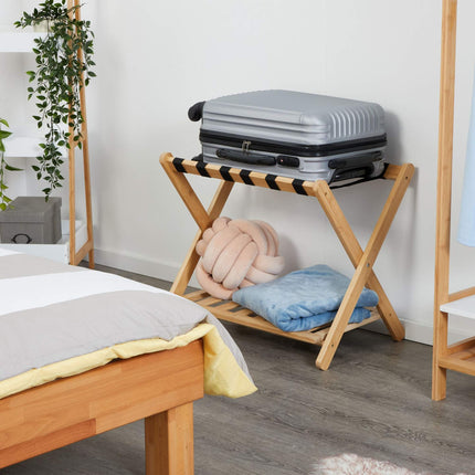 Bamboo suitcase stand