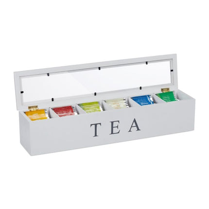 Bamboo tea box with 6 compartments