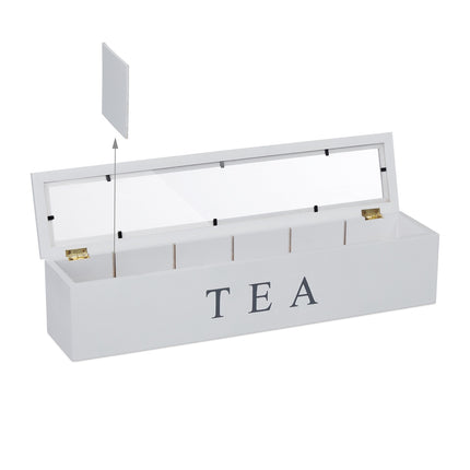 Bamboo tea box with 6 compartments