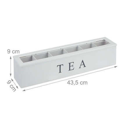 Bamboo tea box with 6 compartments