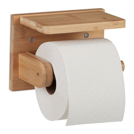 Toilettenpapierhalter aus Bambus mit Ablage