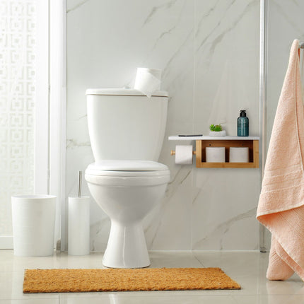 Porte-papier toilette en bambou avec étagère