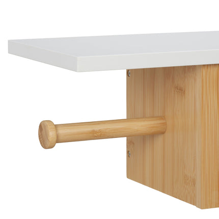 Porte-papier toilette en bambou avec étagère