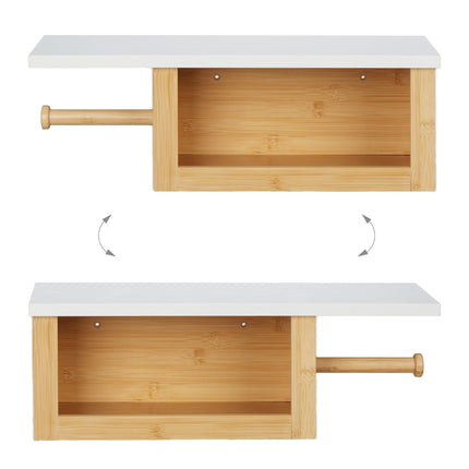 Porte-papier toilette en bambou avec étagère