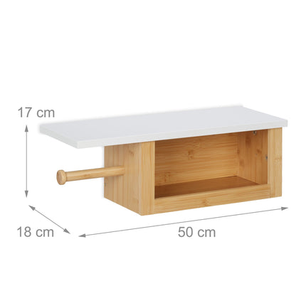 Porte-papier toilette en bambou avec étagère