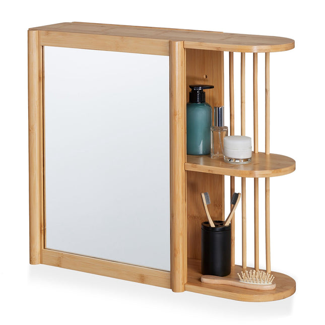 Bamboo wall shelf with mirror