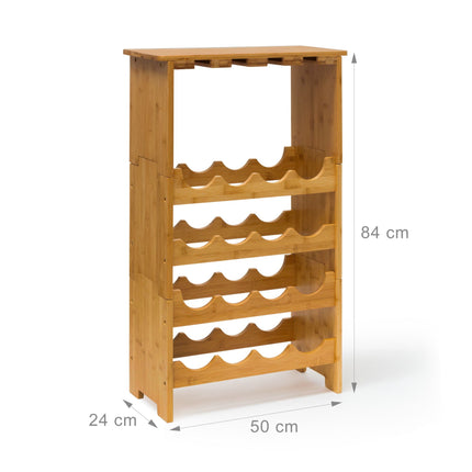 Bamboo wine rack 16 bottles + 12 glasses
