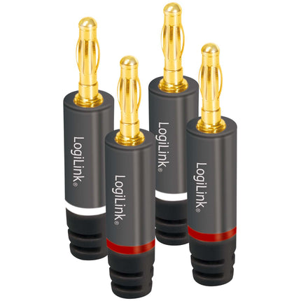 Bananenstecker 4er-Pack, vergoldet, 4 mm² Lautsprecherkabel